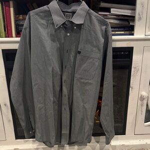 Cinch Green, Black, and White Geometric Shirt